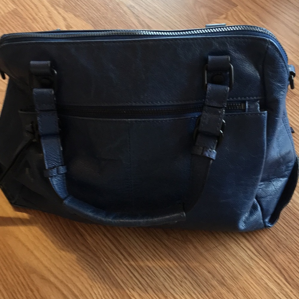 Beautiful handbag blue with black trim